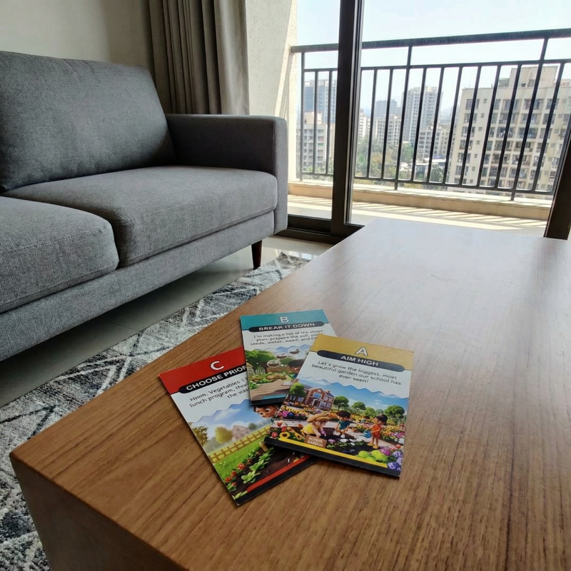 A-Z Flash Cards in use fanned out on a table